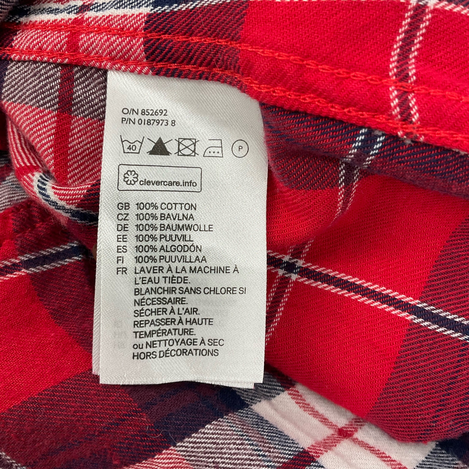 H&M Red/Navy Plaid Top Size 2 - informaton