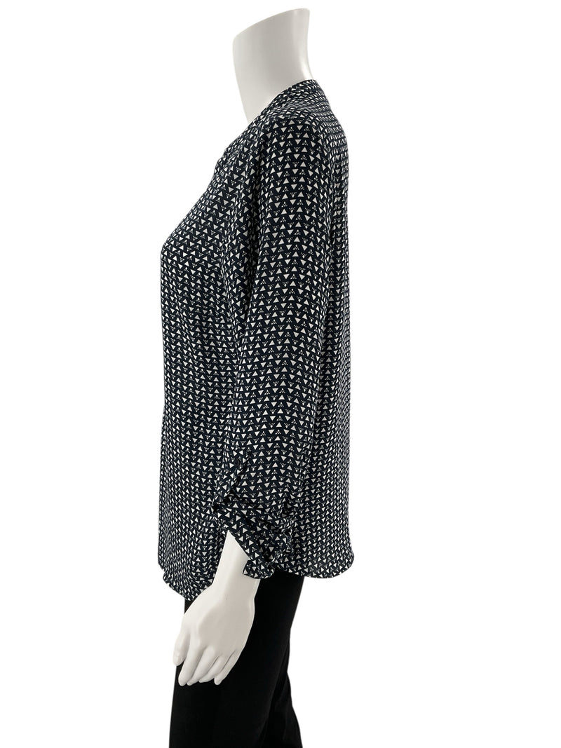The Limited Navy/White Print Pre-Owned Ladies Top - Size Medium