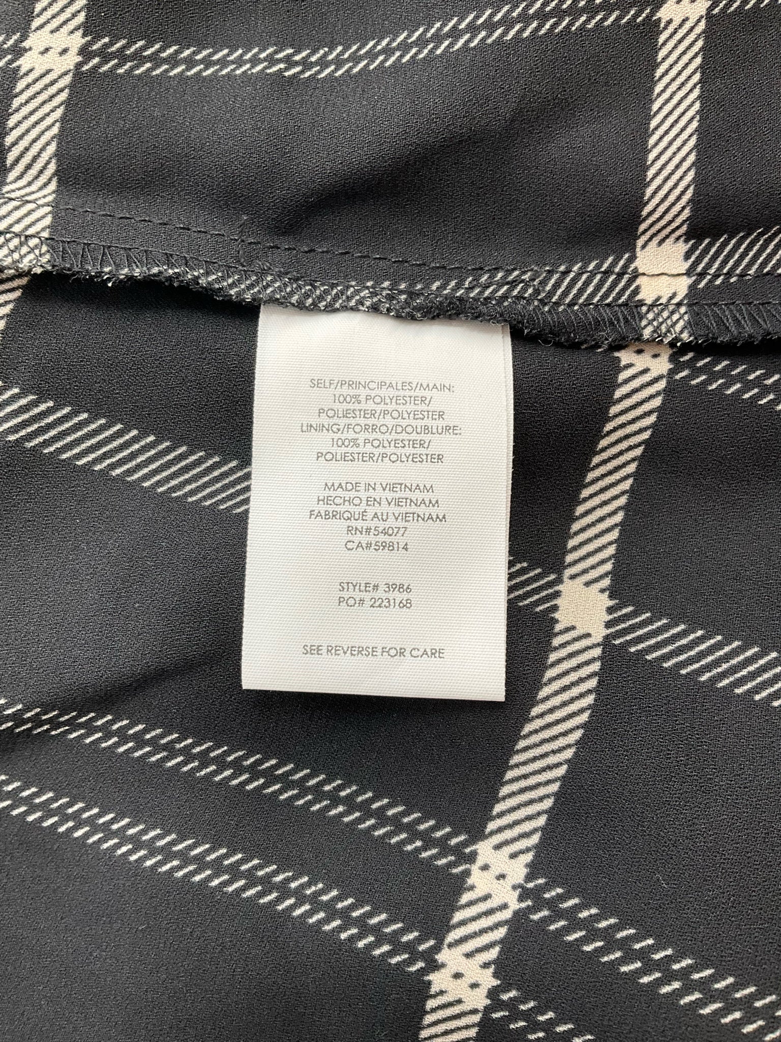 Cabi Black/Cream Print Pre-Owned Ladies Top -  Size 6