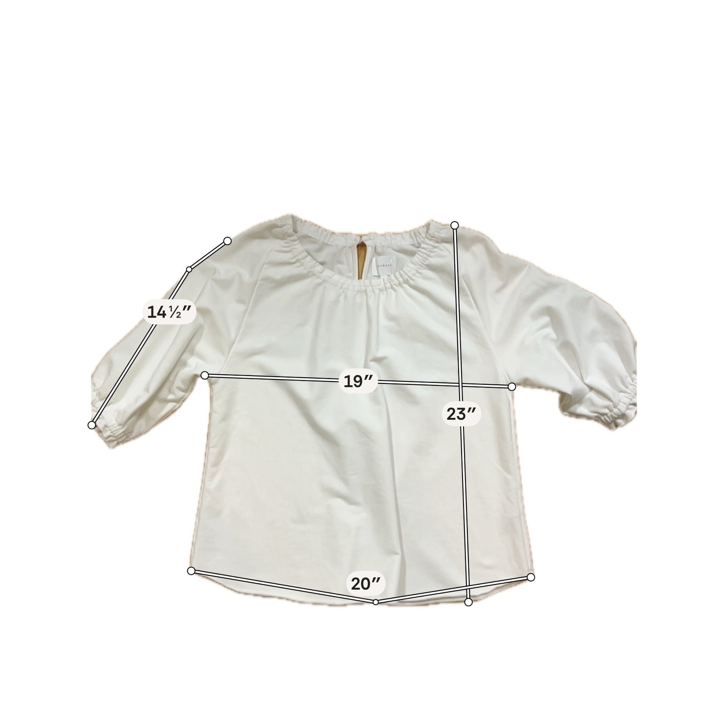Sundays Ruched Ruffle Trim Boat Neck Top Off-White Size 2