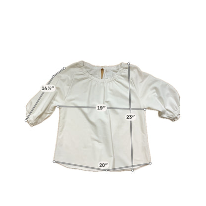 Sundays Ruched Ruffle Trim Boat Neck Top Off-White Size 2
