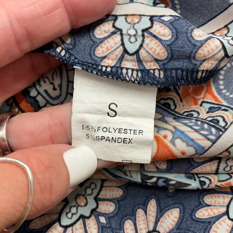 No Brand Orange/Navy Print Pre-Owned Ladies Dress - Size Medium - Margaret’s Fine Consignment