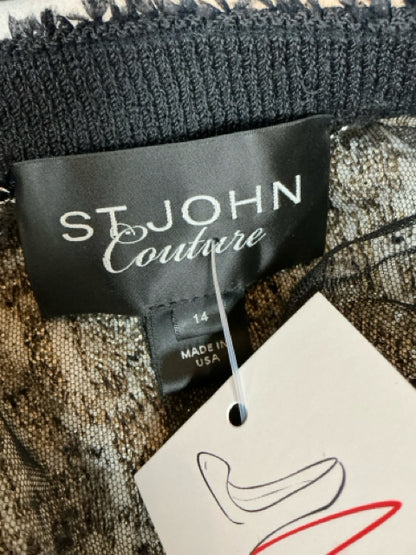 St. John Couture Cream &amp; Black Tweed Peplum Jacket USA Made Size 14