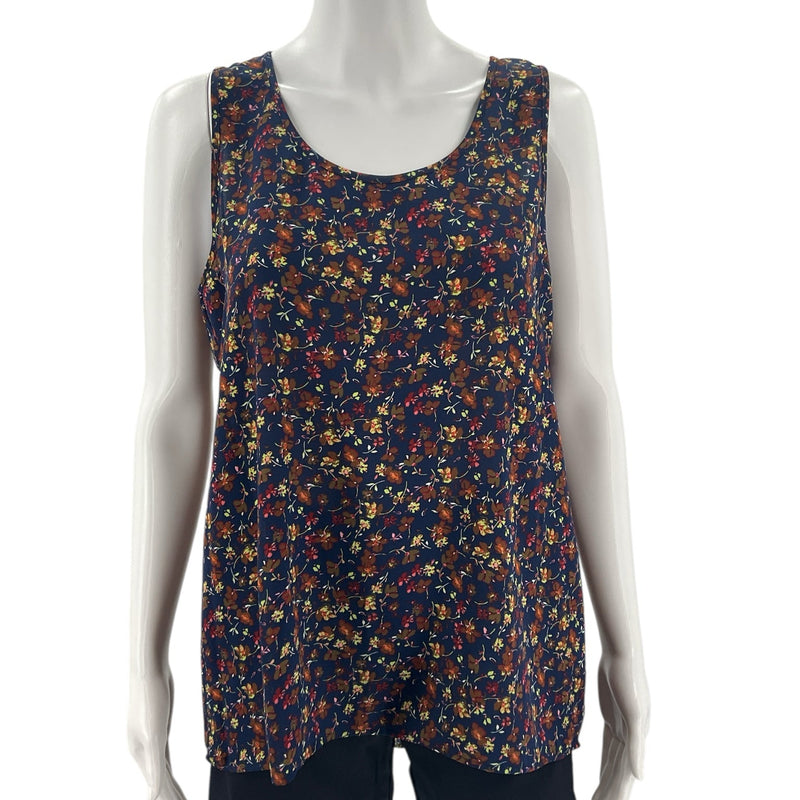 Everleigh Navy/Brown Floral Pre-Owned Ladies Top - Size Small - Margaret’s Fine Consignment