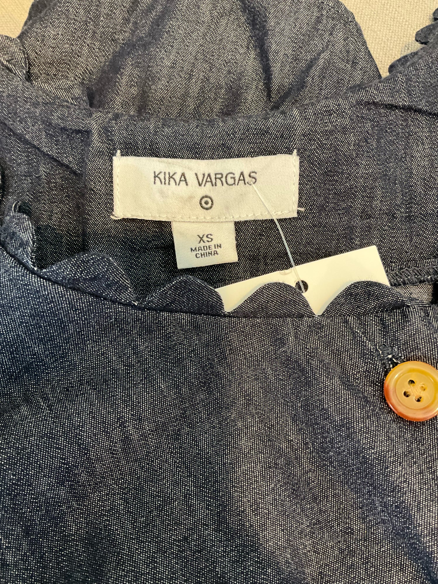 Kika Vargas for Target Blue Peplum Kika Vargas Blue Solid Pre-Owned Ladies Casual Top - Size XS - Size XS