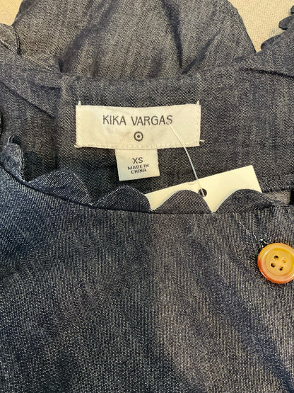 Kika Vargas for Target Blue Peplum Kika Vargas Blue Solid Pre-Owned Ladies Casual Top - Size XS - Size XS