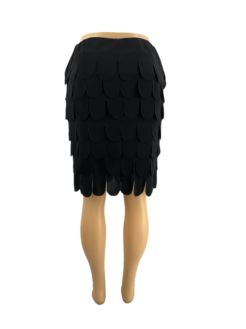 JS Collections Black Scalloped Pre-Owned Ladies Skirt - Size 10 - Margaret’s Fine Consignment