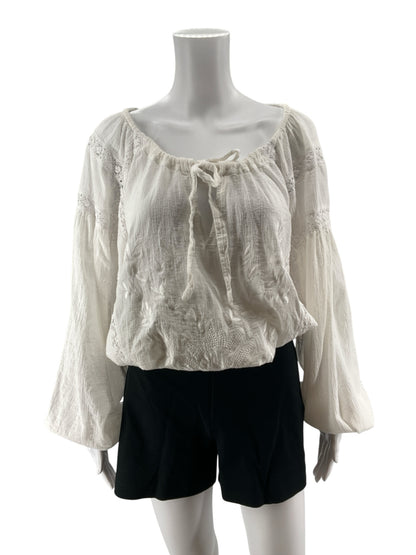 Free People Peasant Sun Off-Shoulder Lace Boho Top Size Medium