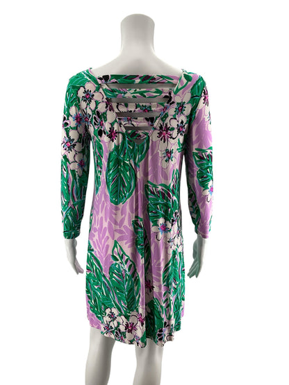 Lilly Pulitzer Lela Dress Tiki Palm Swing Dress Purple Green Size Small