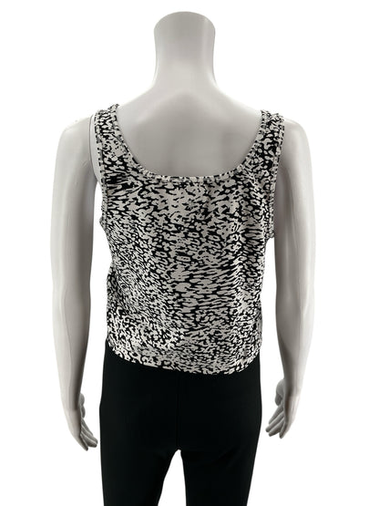 Athleta Conscious Crop Tank Top Large Black White Abstract Print Athletic Yoga