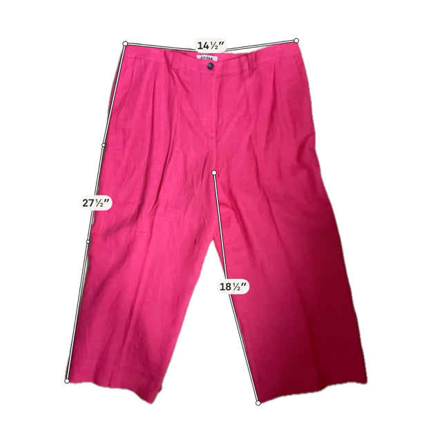 Boden Westbourne Linen Trousers Fuchsia Pink Wide Leg Crop Pants UK 22R - ONLINE ONLY