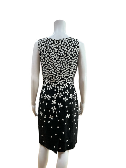 Lauren Ralph Lauren Floral Sheath Dress Black White Cotton Stretch Size 4
