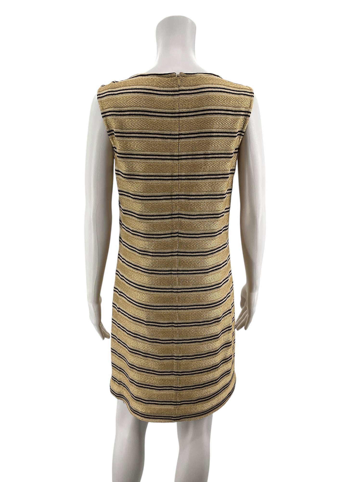 St. John Collection Gold Metallic Stripe Knit Sheath Dress | Size 10 St. John Collection Gold Metallic Stripe Knit Sheath Dress | Size 10