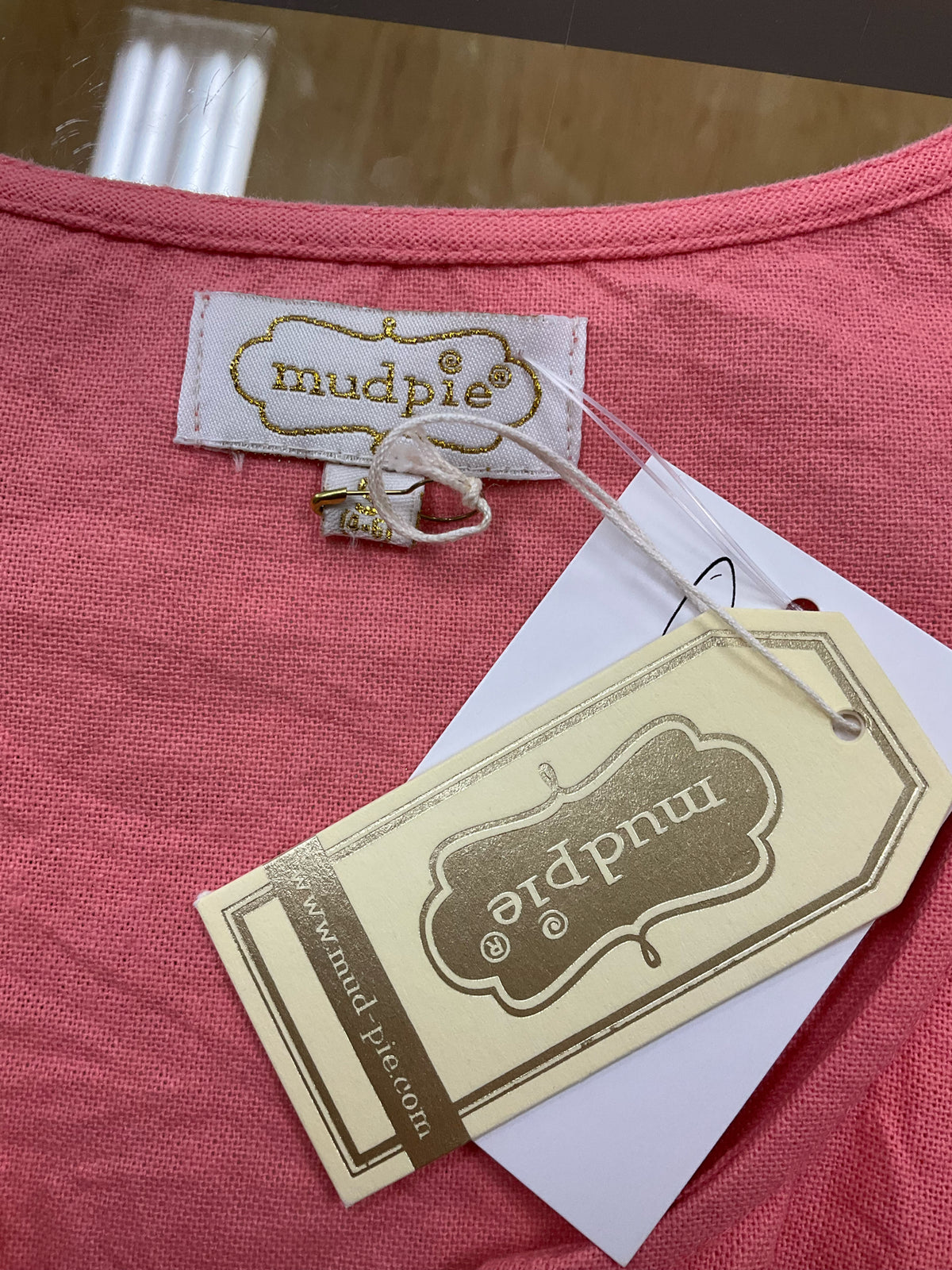 Mud Pie Boho Crochet Circle Tunic Top Coral White Cotton Size S NWT - ONLINE ONLY