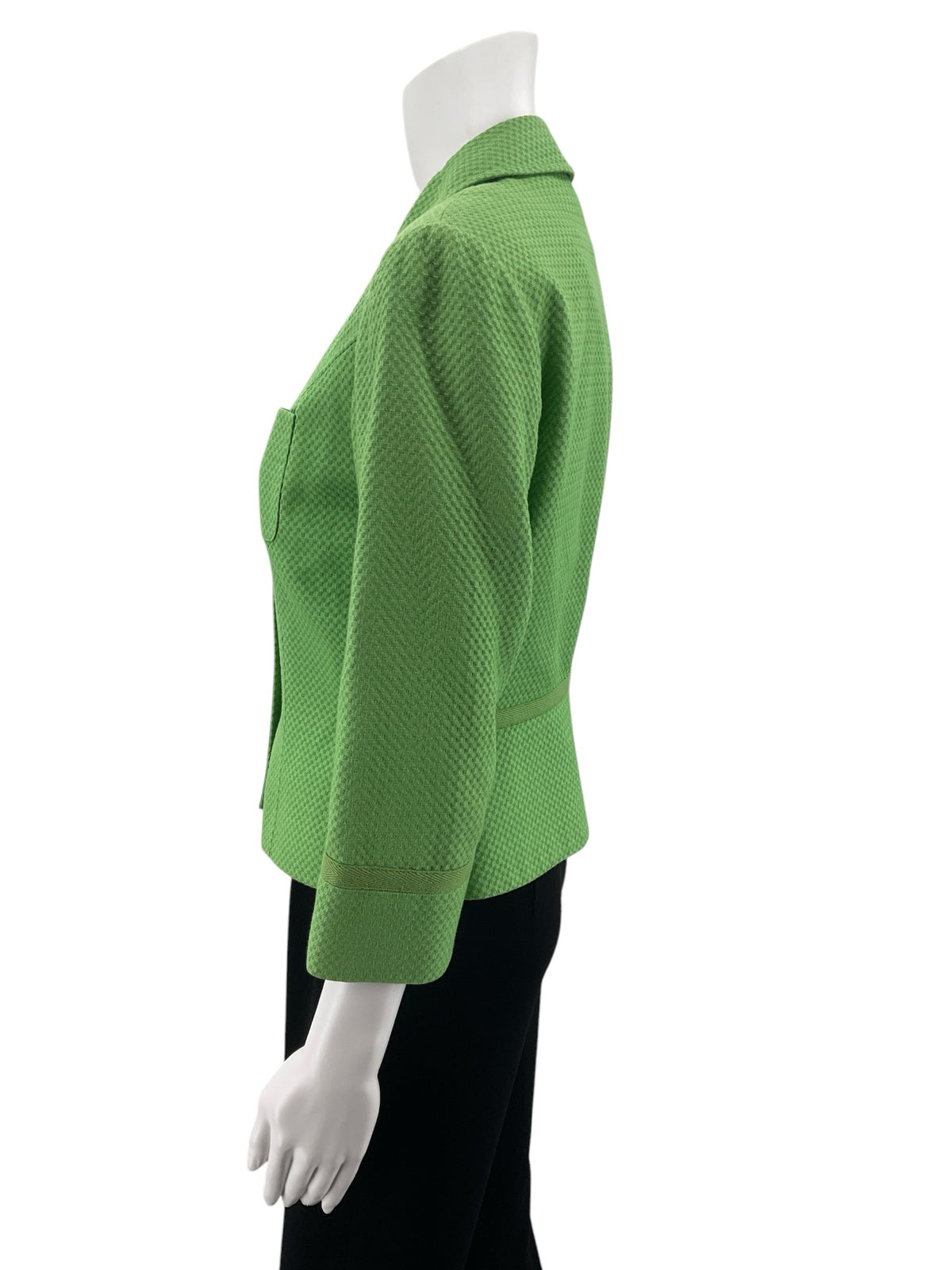Etcetera Lime Green Micro-Check Peplum Blazer Jacket Size 4