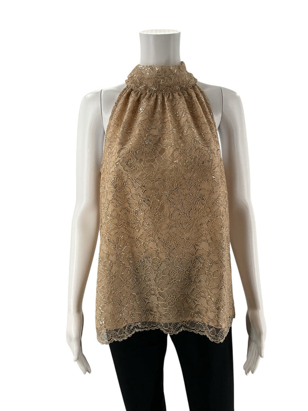 J Crew Taupe Lace Pre-Owned Ladies Top - Size Small