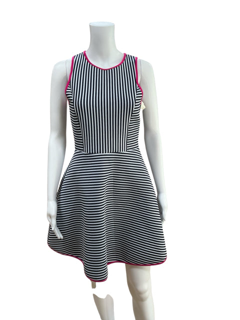 Monteau White/Navy/Pink Stripe Pre-Owned Ladies Dress - Size Medium