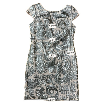 Adrianna Papell Gold &amp;amp; Tan Sequin Cap Sleeve Cocktail Dress 10 Petite