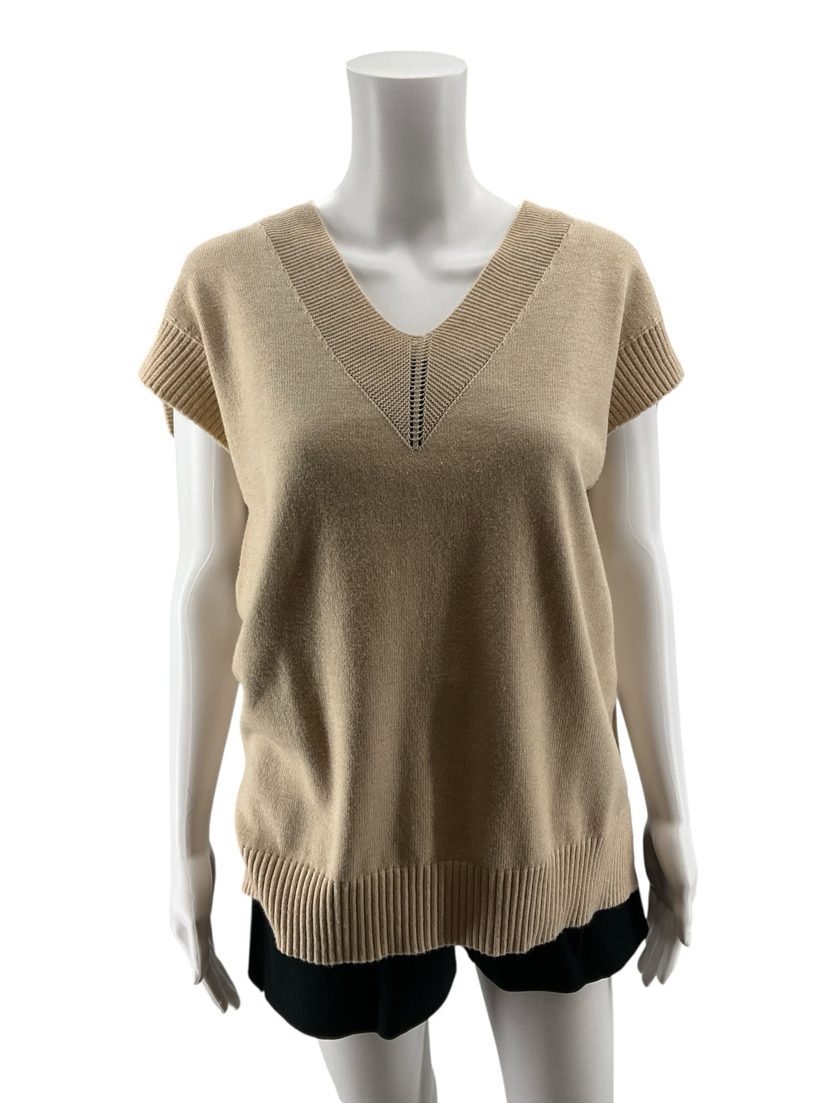 Cyrus V-Neck Cap Sleeve Sweater Vest Tan XS New With Tags