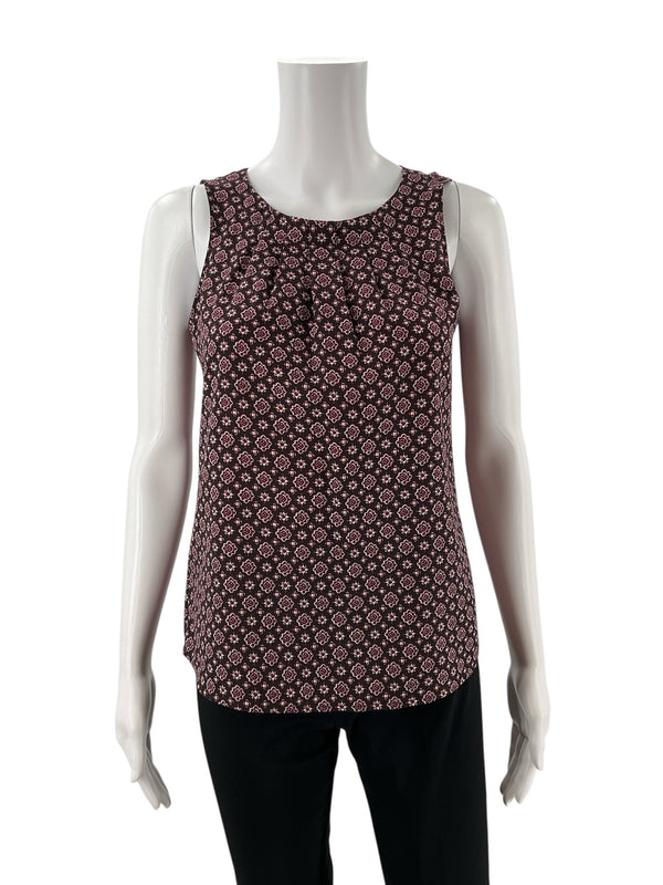 Loft Plum/White Print Pre-Owned Ladies Top - Size XXS Petite