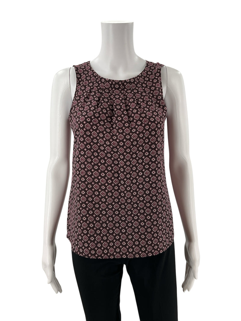 Loft Plum/White Print Pre-Owned Ladies Top - Size XXS Petite