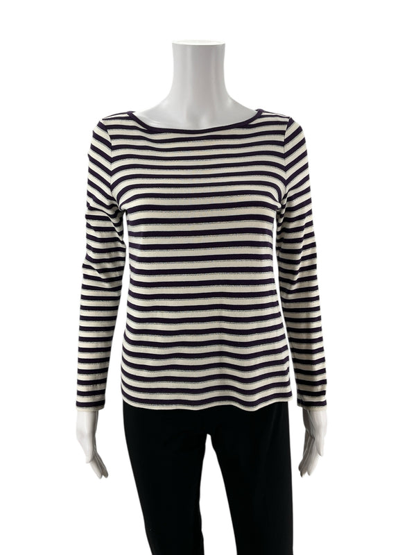 Talbots Purple/White Stripe Pre-Owned Ladies Top - Size Small Petite