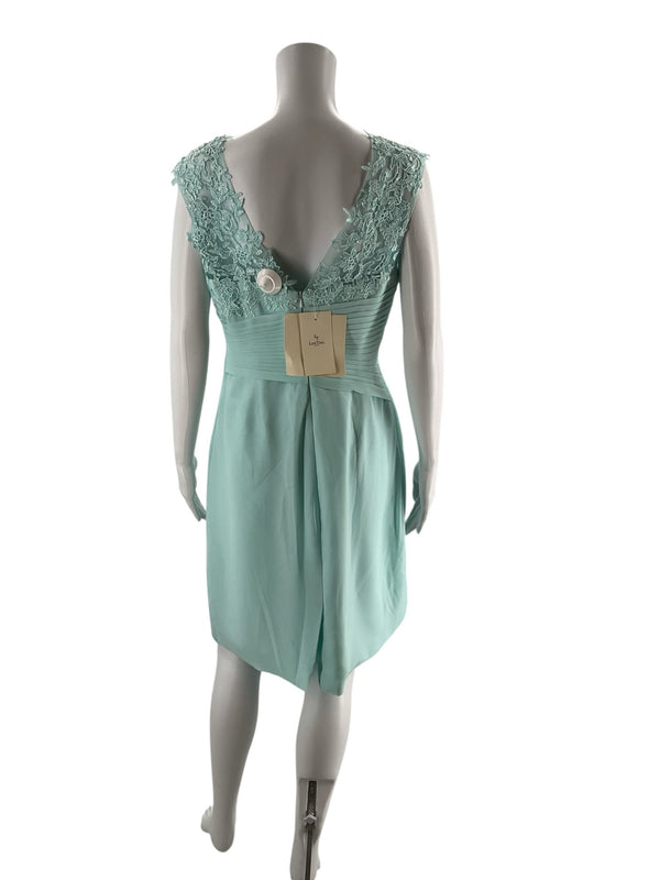 LT LanTing Bride Light Aqua Solid Pre-Owned Ladies Dress - Size Medium