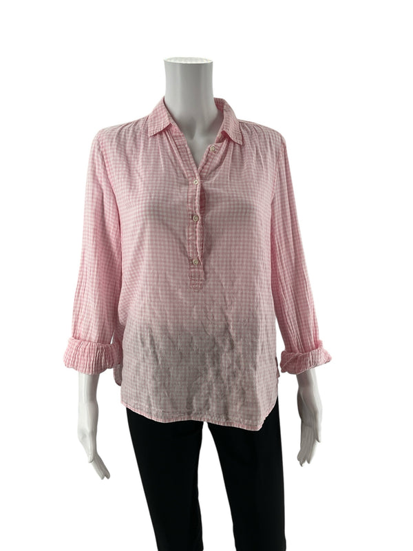 J Crew Pink/White Checkered Pre-Owned Ladies Top - Size 6