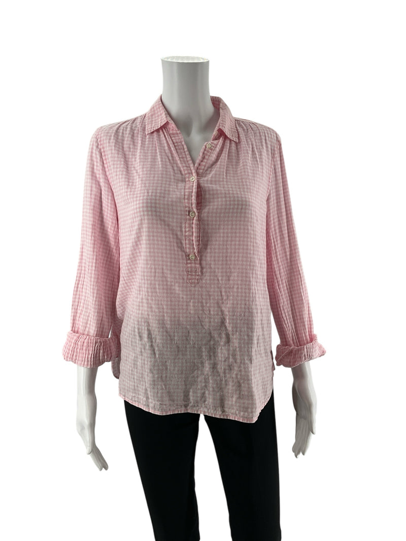 J Crew Pink/White Checkered Pre-Owned Ladies Top - Size 6