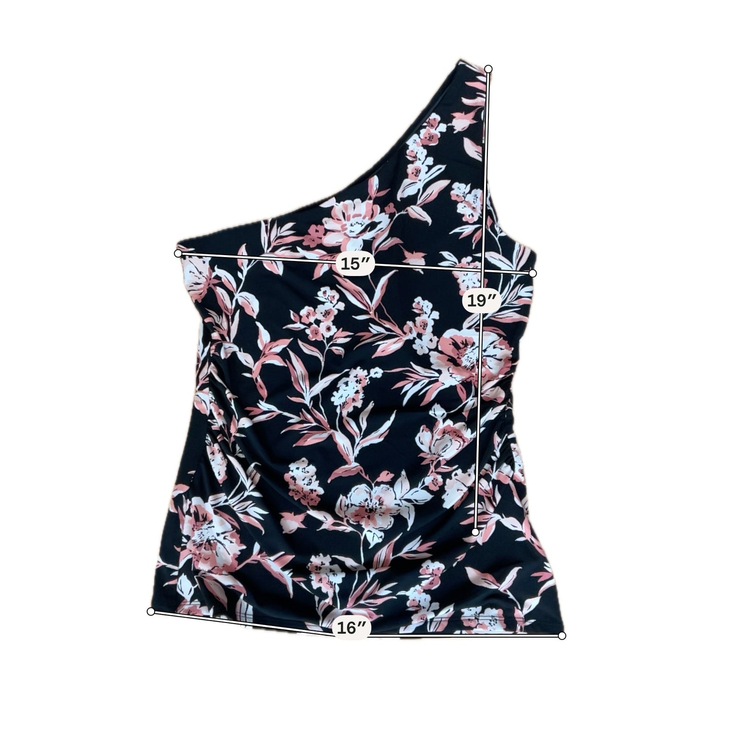 White House Black Market Floral One Shoulder Ruched Top Size S NWT