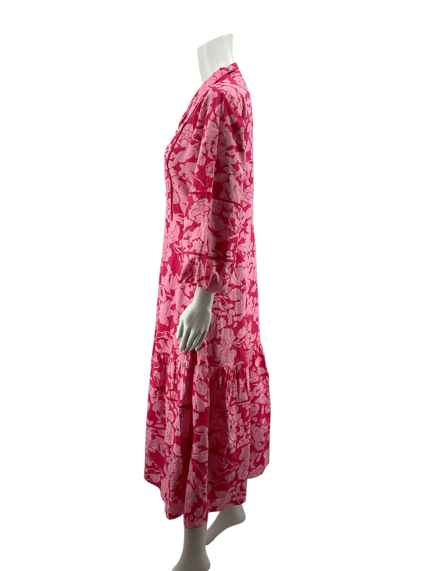 Hyacinth House pink/dark pink Maxi Hayes Pink Floral Silhouette Print Tiered Mini Dress Size Small - Size S