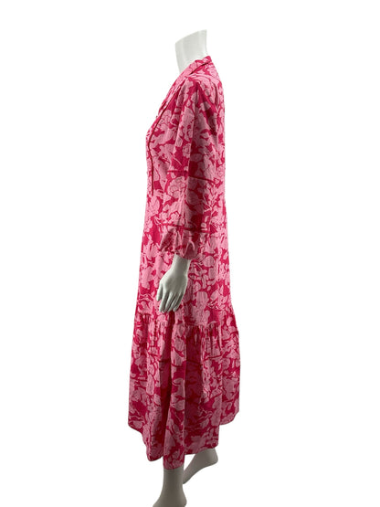 Hyacinth House pink/dark pink Maxi Hayes Pink Floral Silhouette Print Tiered Mini Dress Size Small - Size S