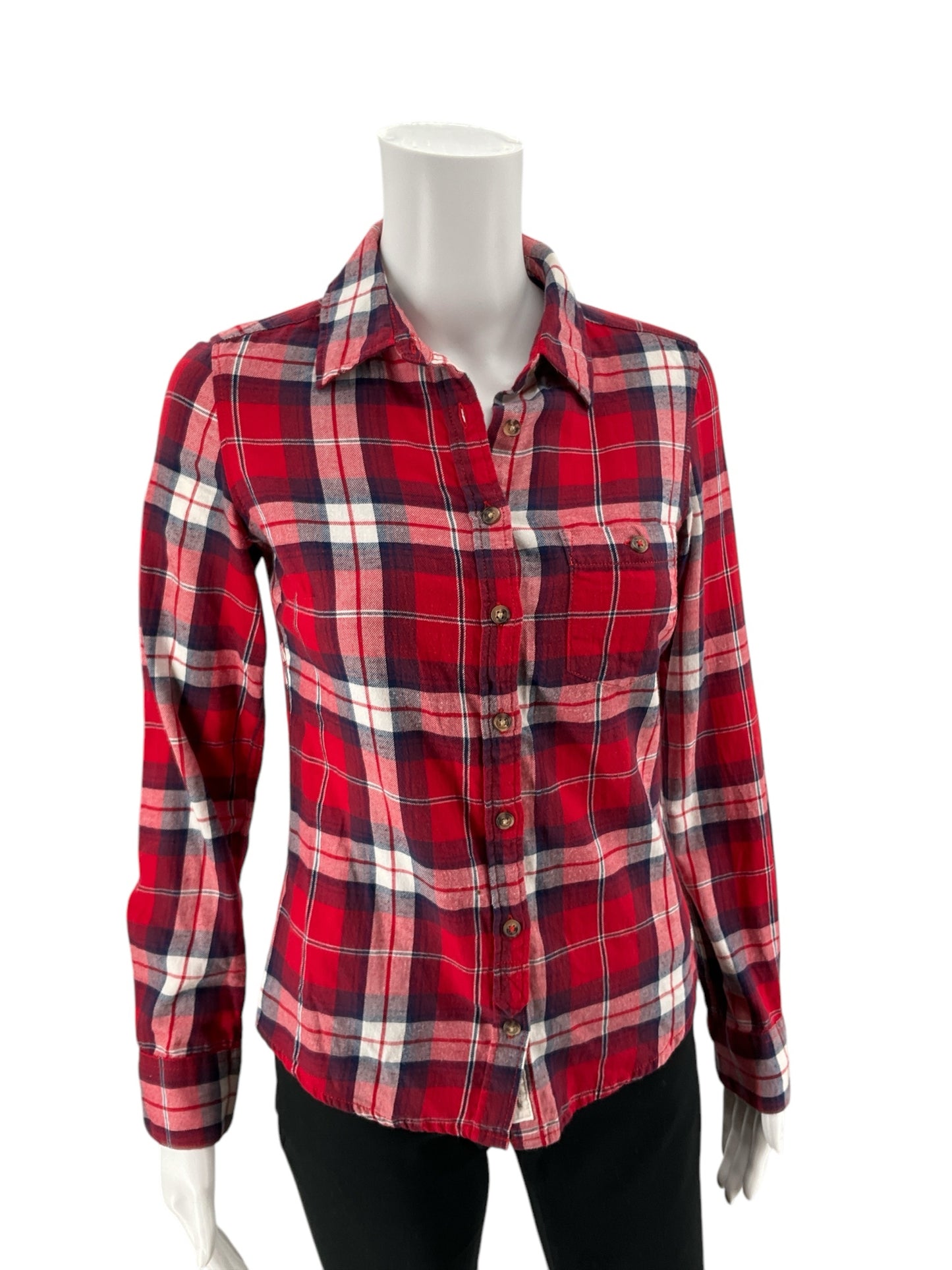 H&M Red/Navy Plaid Top Size 2