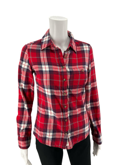 H&M Red/Navy Plaid Top Size 2