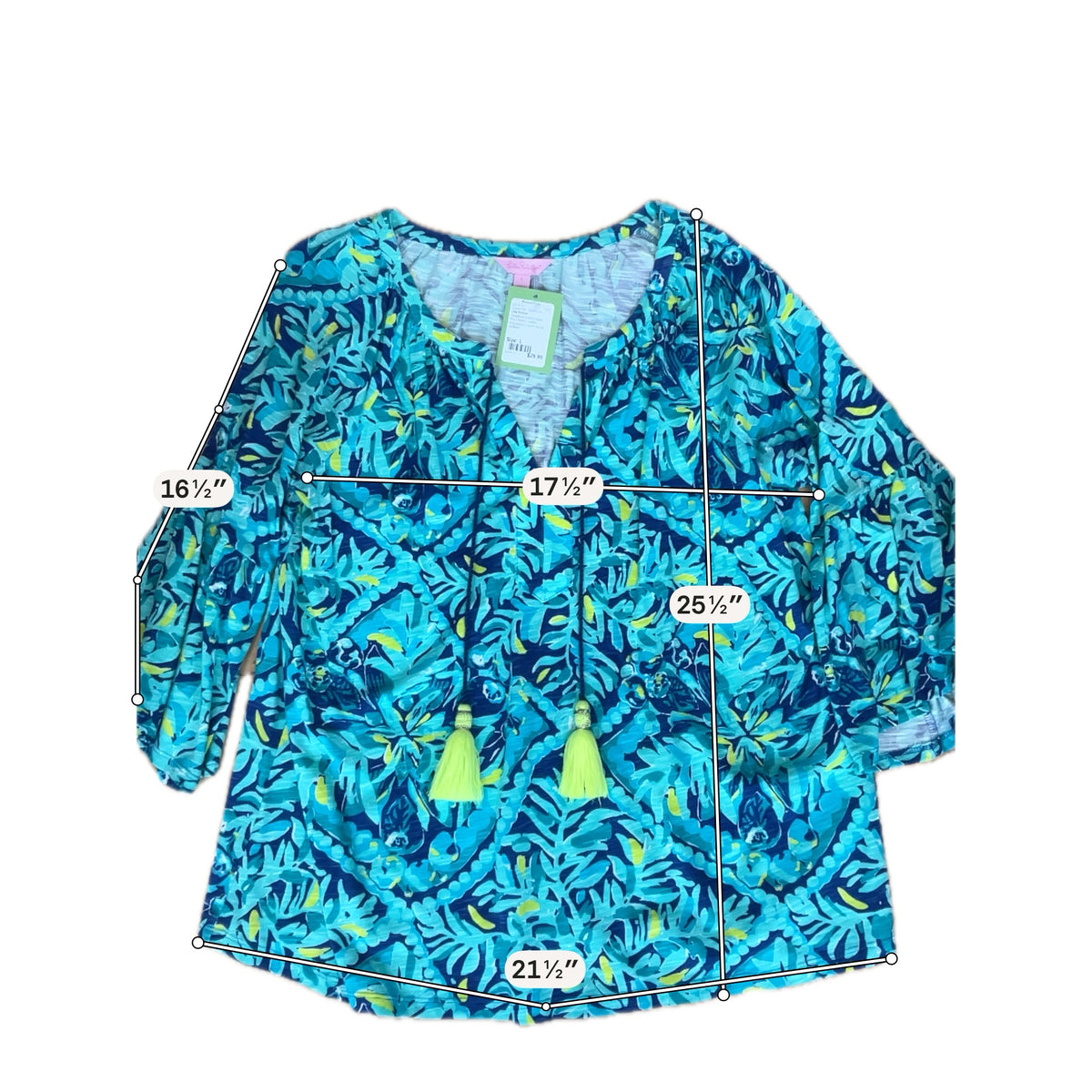 Lilly Pulitzer Luxletic Tait Tunic Top High Tide Navy Lucky Bamboo Size Large
