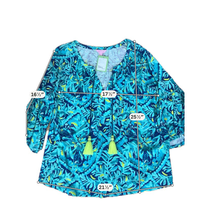 Lilly Pulitzer Luxletic Tait Tunic Top High Tide Navy Lucky Bamboo Size Large