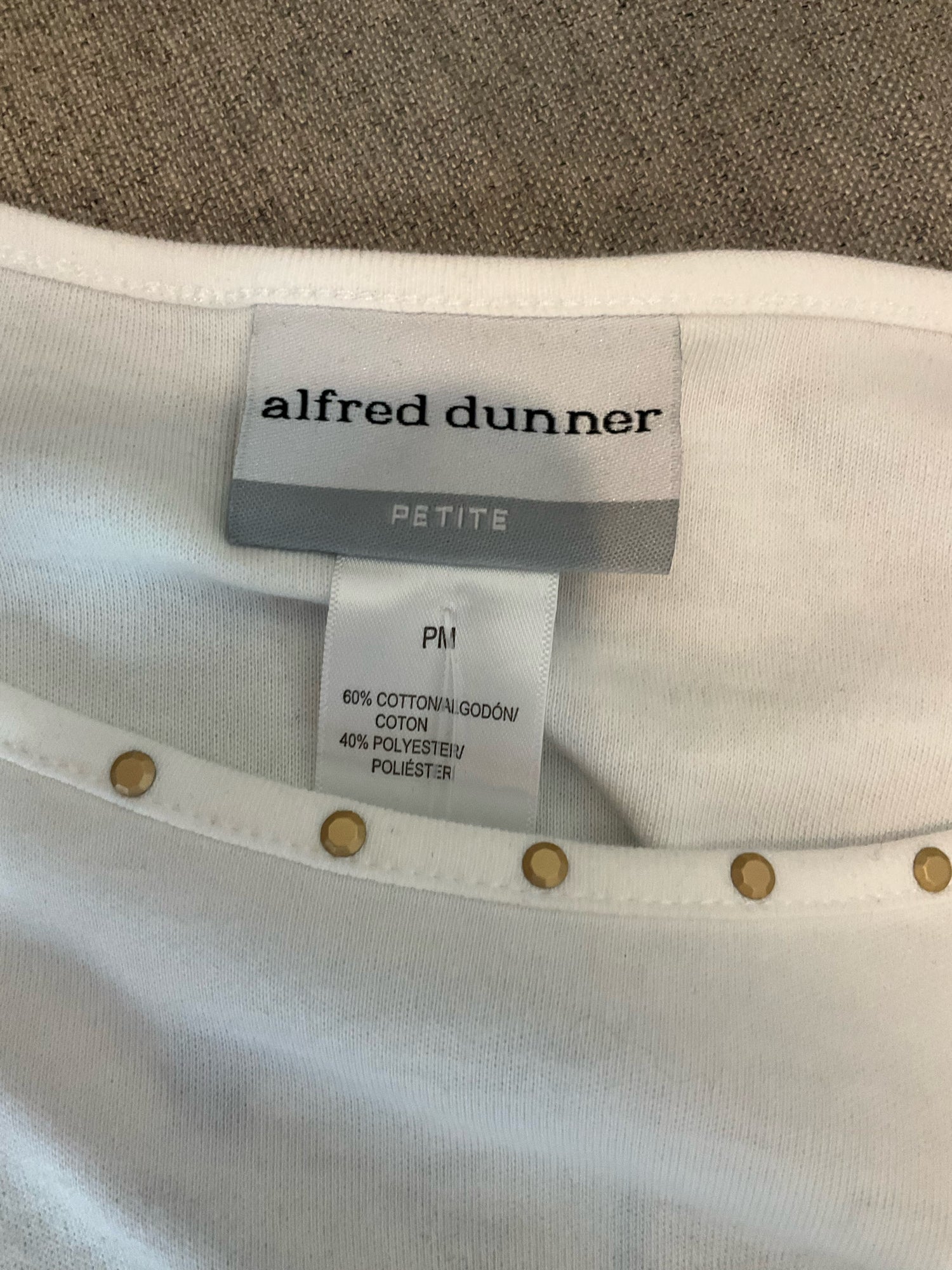 Alfred Dunner Petite Medium Floral Embroidered Color Block Top