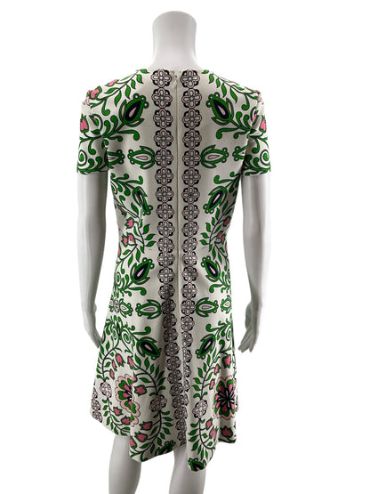 Tory Burch Ravena Floral Knit Fit &amp; Flare Dress Size Small