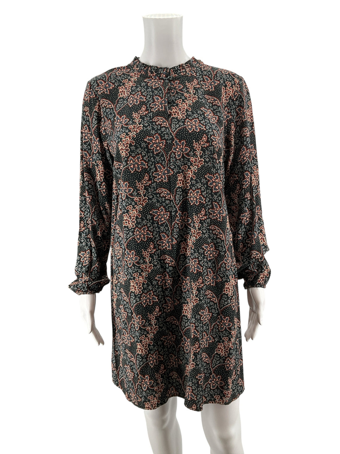 LOFT Petite Floral Paisley Mock Neck Tie Front Dress Size SP