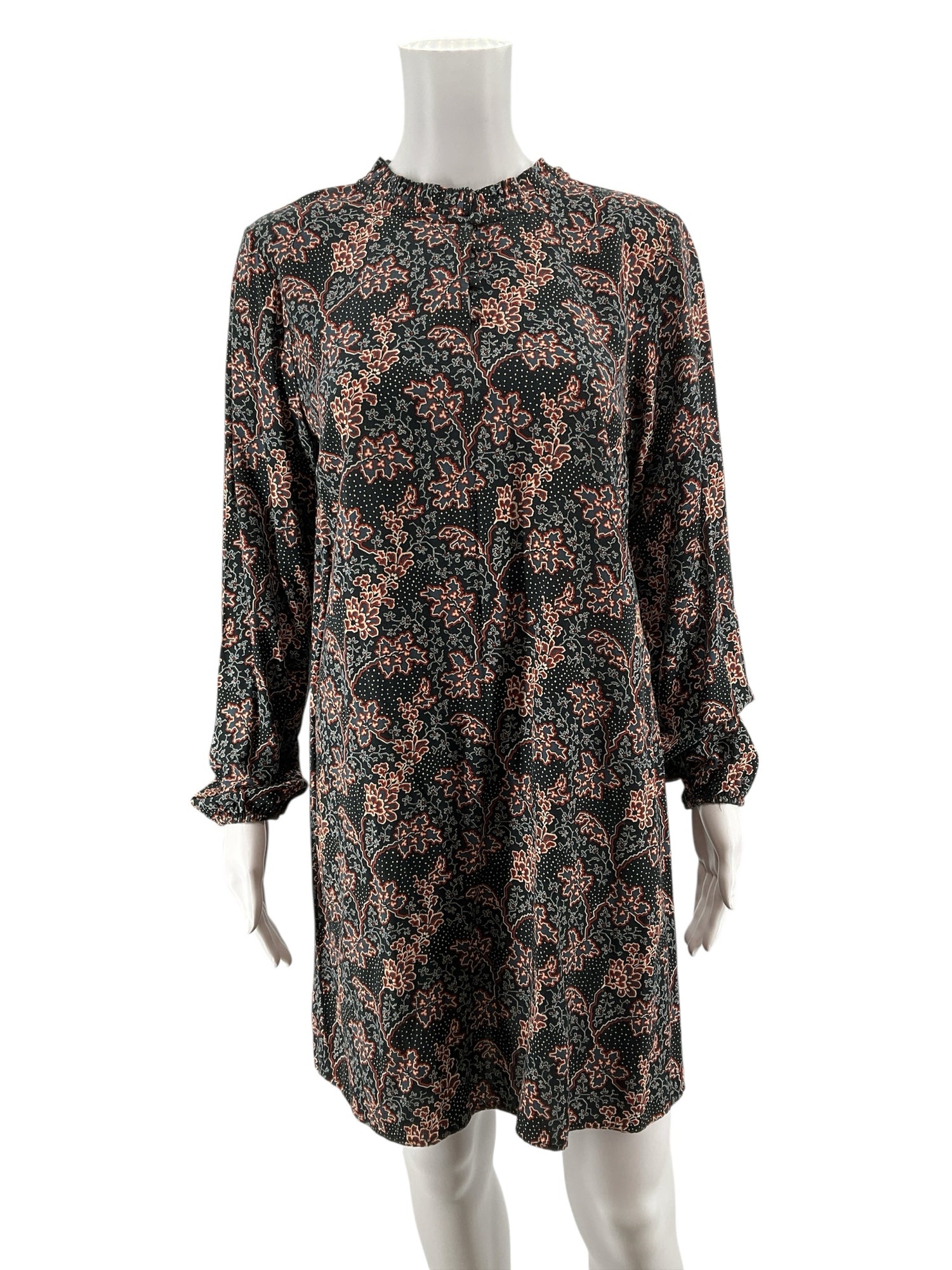 LOFT Petite Floral Paisley Mock Neck Tie Front Dress Size SP