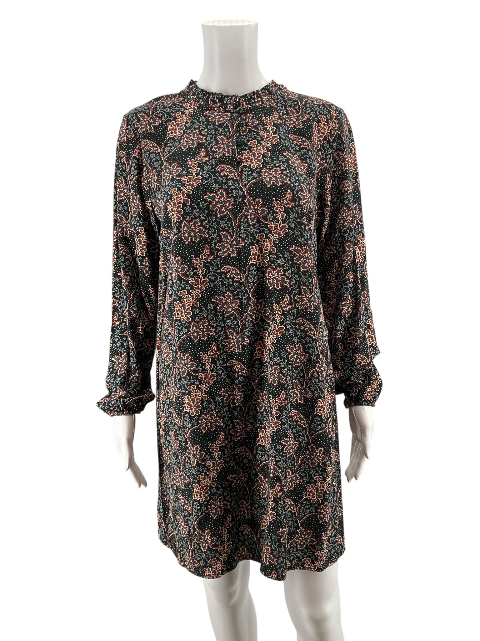 LOFT Petite Floral Paisley Mock Neck Tie Front Dress Size SP