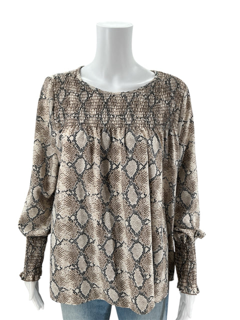 Oddy Navy/Tan/Cream Snake Print Top Size Medium