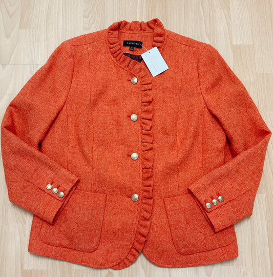 Talbots Size 14 Orange Ruffle Jacket