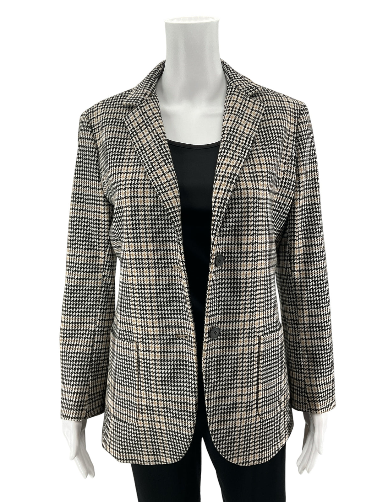 J.McLaughlin Houndstooth Blazer Jacket Tan &amp; Black | Size Medium NWT