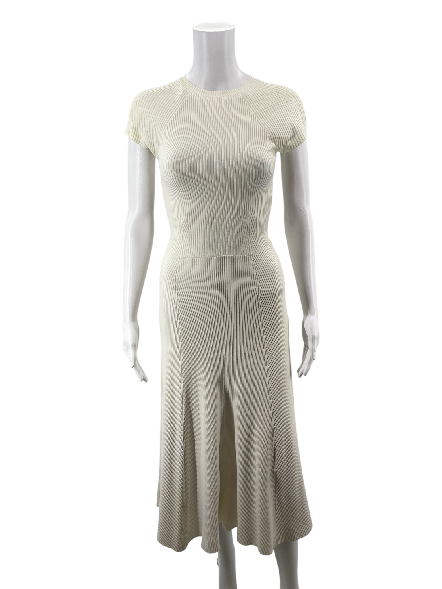 Zara Cream Ribbed Pre-Owned Ladies Dress - Size Small