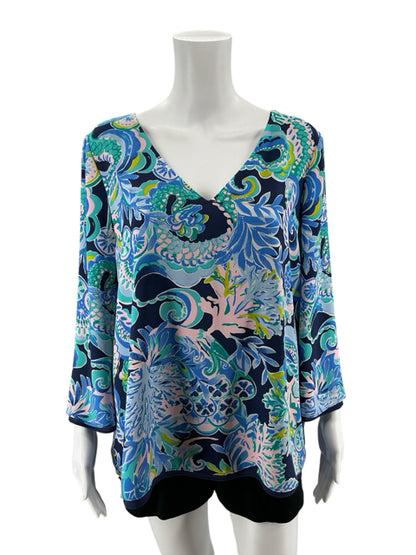 Lilly Pulitzer Tamiami Reversible Top Sink Or Swim Floral Blouse Size Large - ONLINE ONLY