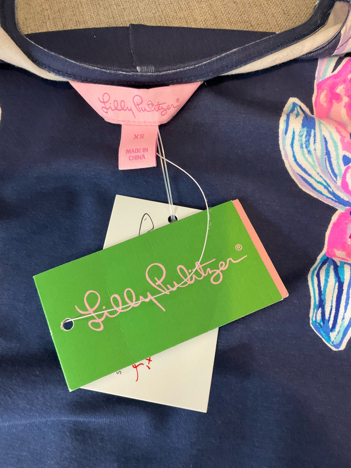 Lilly Pulitzer Karlie Tunic Dress XS New With Tags Navy Pink Floral