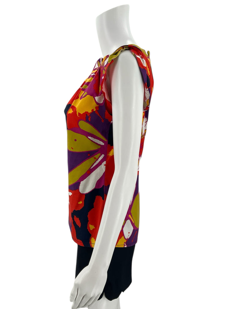 Trina Turk Orange/Green/Purple Floral Pre-Owned Casual Top - Size 0 - Margaret’s Fine Consignment