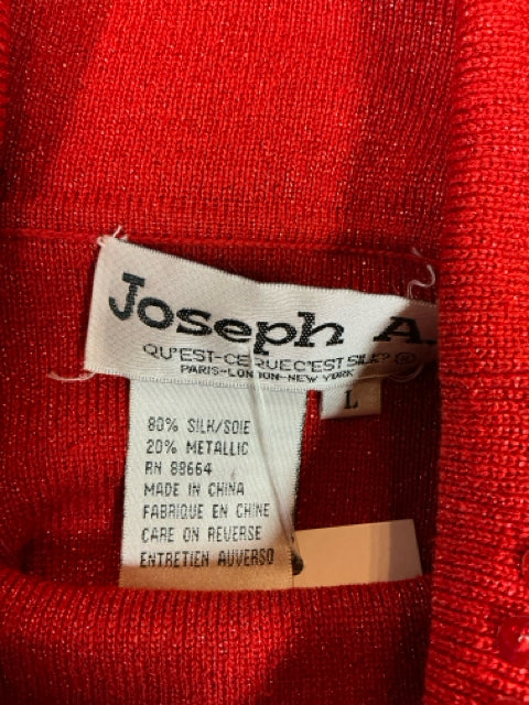 Joseph A. Red Beaded Turtleneck Sleeveless Silk Blend Shell Top | Size Large - ONLINE ONLY