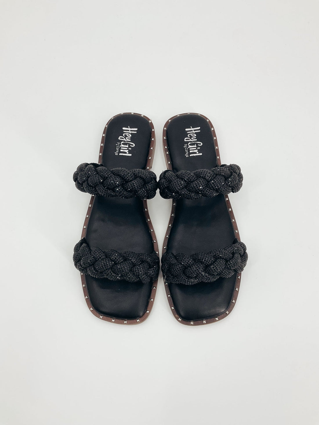 Hey Girl Black Rhinestones Pre-Owned Ladies New With Tags Sandals - Size 9 - Margaret’s Fine Consignment